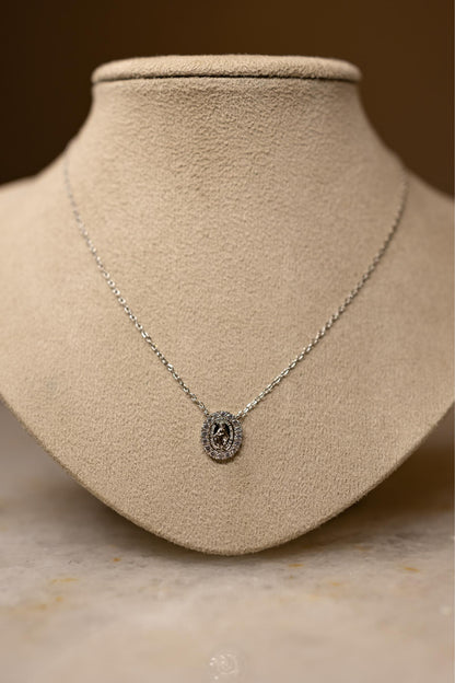 Colar Nossa Senhora das Graças Borda Cristal Ródio Branco