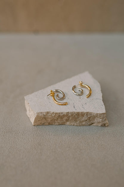 Brinco Espiral Ródio Branco