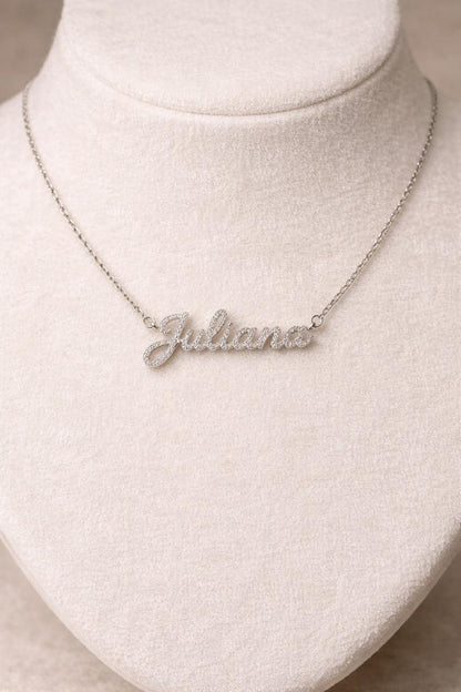 Colar Nome Personalizado 0,9mm Moissanite Prata 925