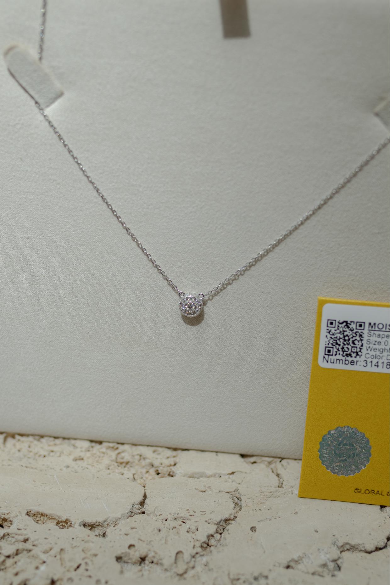 Colar Ponto de Luz Glam Moissanite Prata 925 Ródio Branco