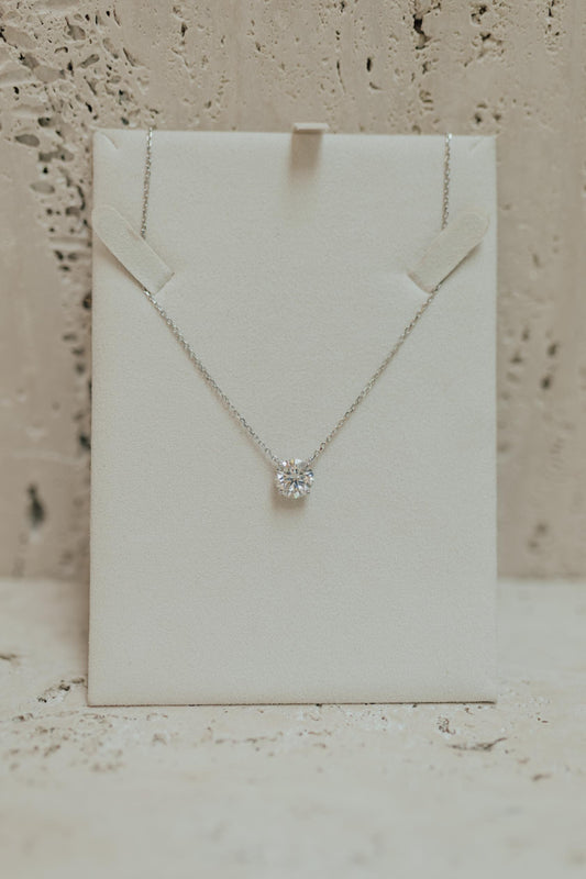Colar Ponto de Luz Moissanite Luxo 10mm Prata 925 Ródio Branco