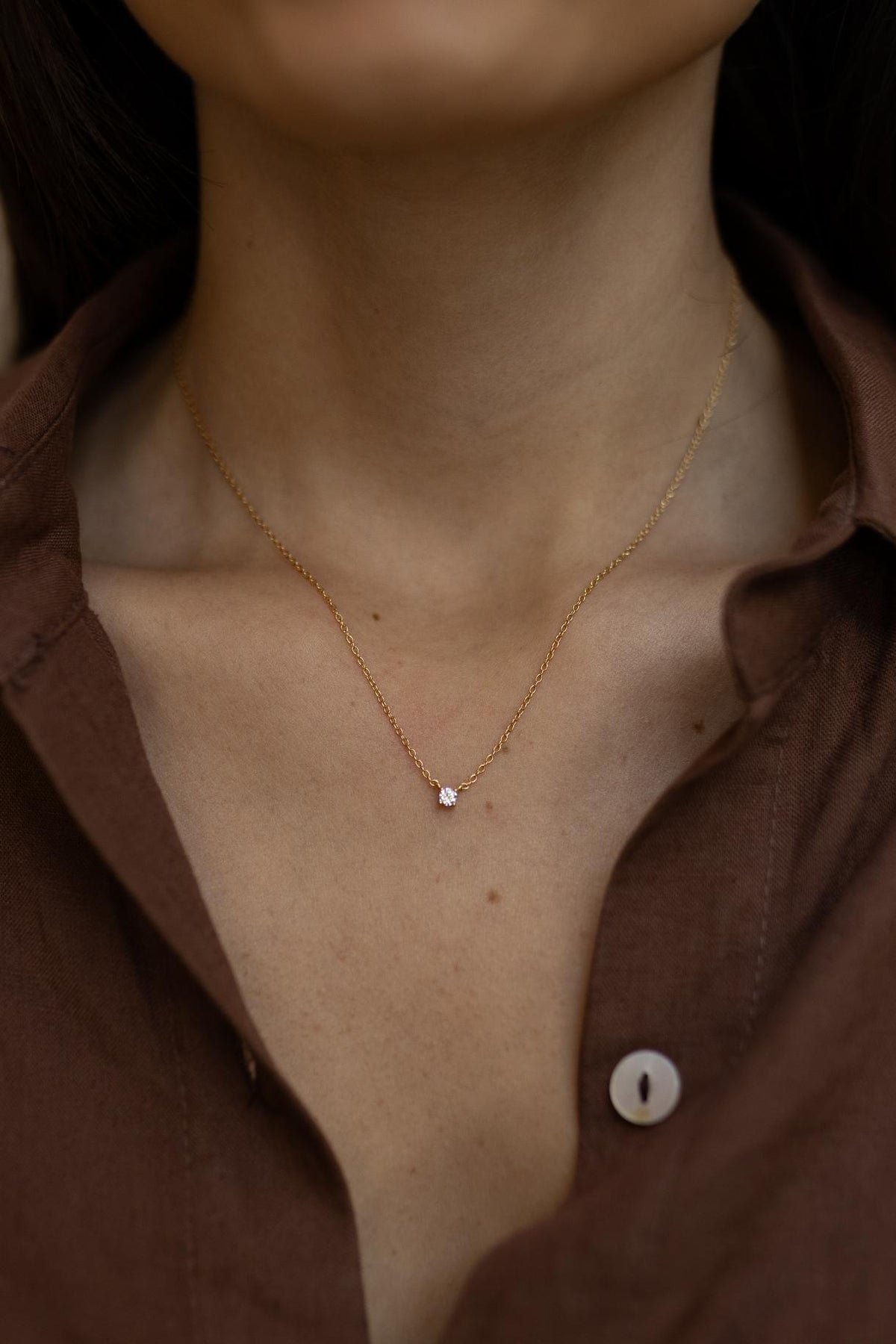 Colar Ponto de Luz Moissanite Luxo 3mm Dourado
