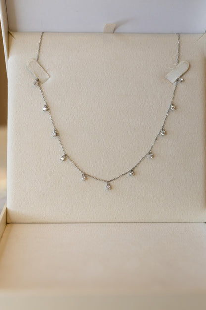Colar Pontos de Luz Moissanite Prata 925 Ródio Branco