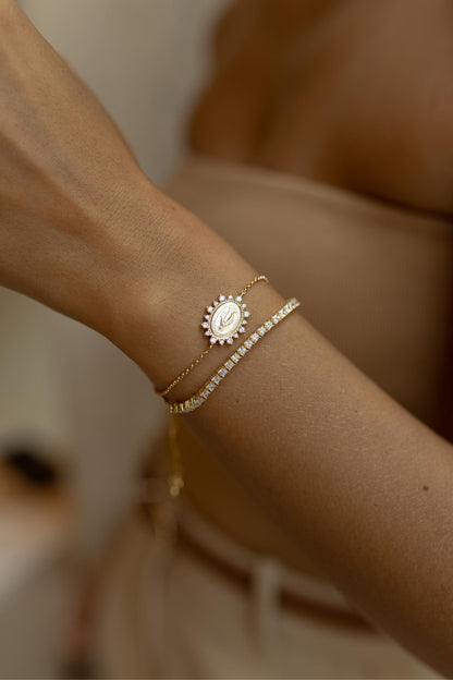 Pulseira Nossa Senhora das Graças Prata 925 Ouro