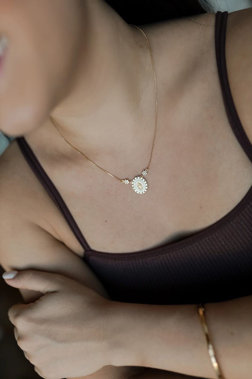 Colar Nossa Senhora das Graças Medalha Dourado