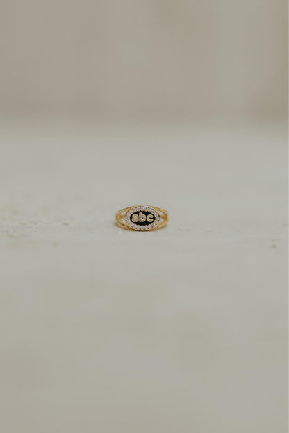 Anel Infantil ABC Cravejado Dourado