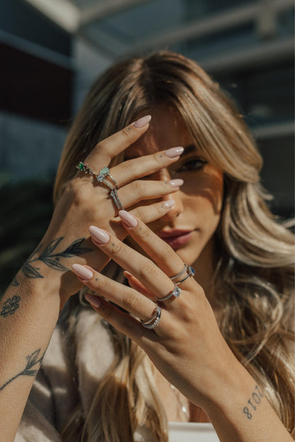 Anel Gota Turmalina Light Prata 925 Ródio Branco