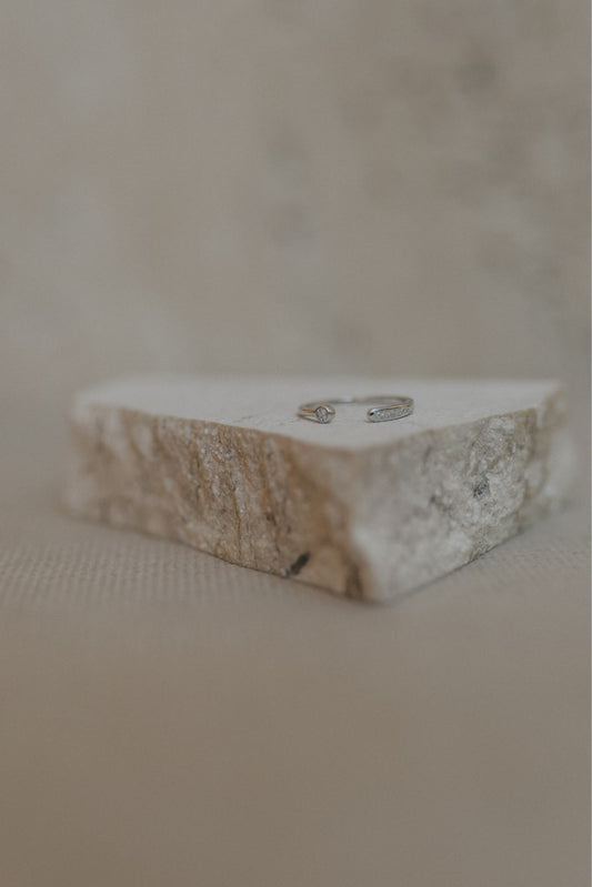 Anel Ajustável Cristal Ródio Branco