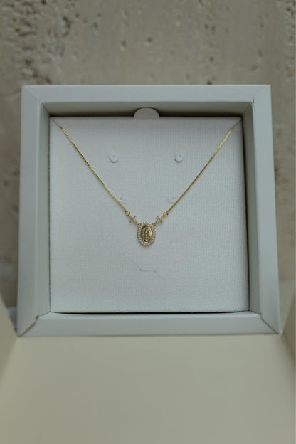 Colar Nossa Senhora de Fátima Cruz Cravejado Dourado