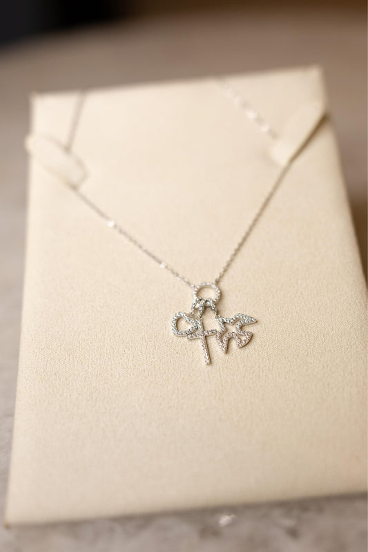 Colar Patuá Espírito Santo Moissanite Prata 925 Ródio Branco
