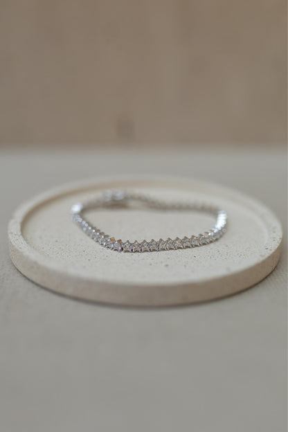 Pulseira Riviera 3mm Prata 925 Moissanite Ródio Branco