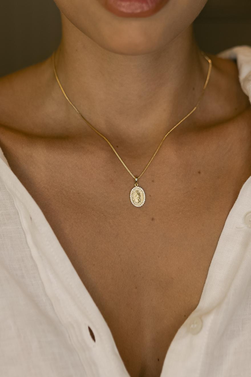 Colar Nossa Senhora de Guadalupe Mini Dourado