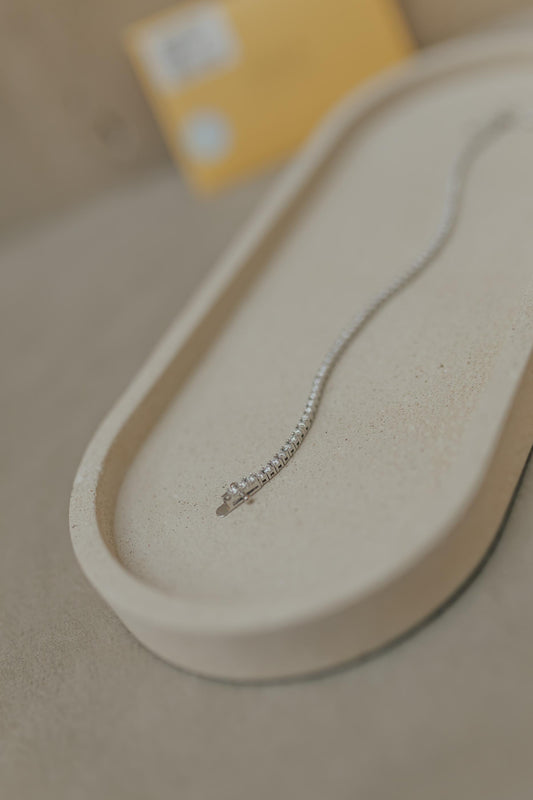 Pulseira Riviera 4 Garras Moissanite 2mm Prata 925 Ródio Branco