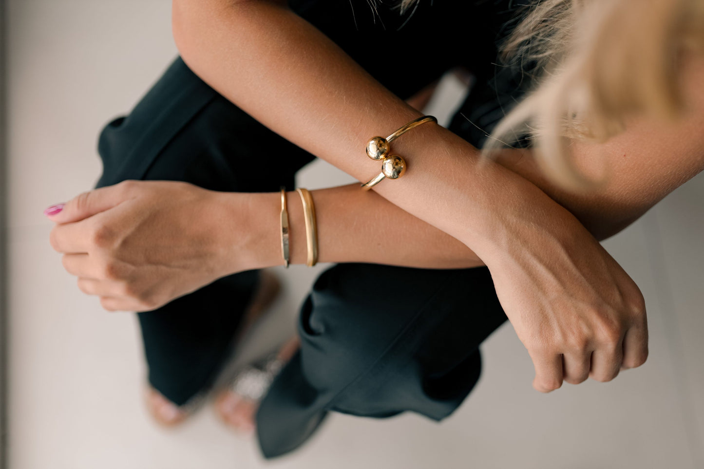 Bracelete de Bolas Liso Dourado