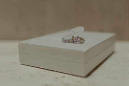 Brinco Argola Baguete Rainbow Ródio Branco