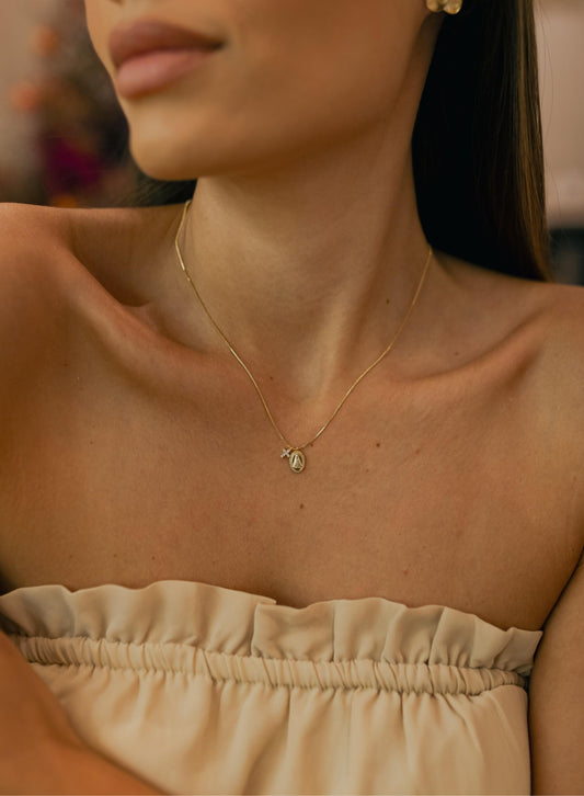 Colar Nossa Senhora Aparecida Cruz Cravejada Dourado