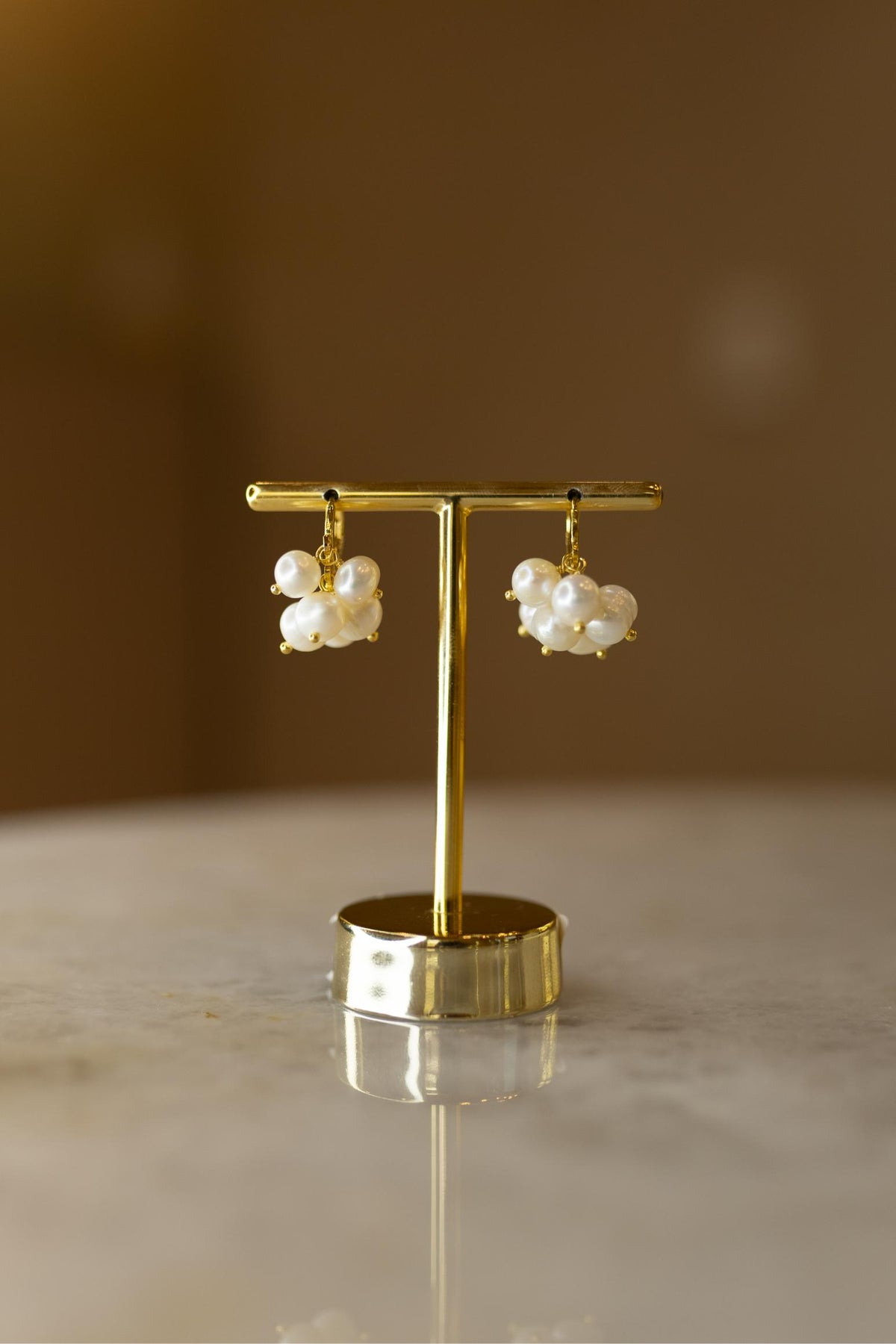 Brinco Argola Cacho Pérolas Barrocas Dourado