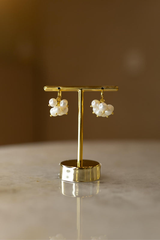 Brinco Argola Cacho Pérolas Barrocas Dourado
