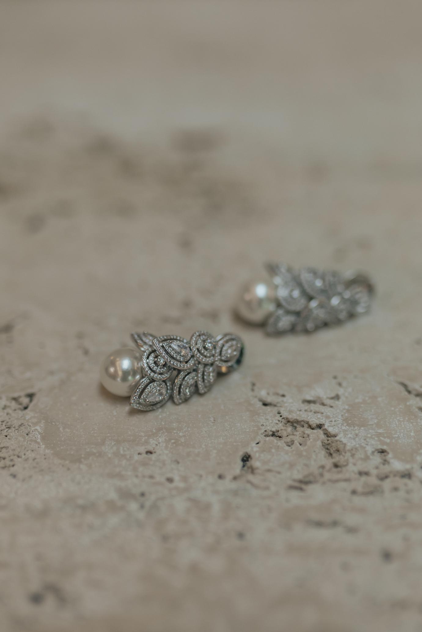 Brinco Noiva Pérola Cristal Prata 925 Ródio Branco