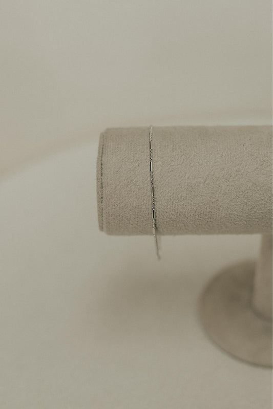 Pulseira Canutilhos e Bolinhas Ródio Branco