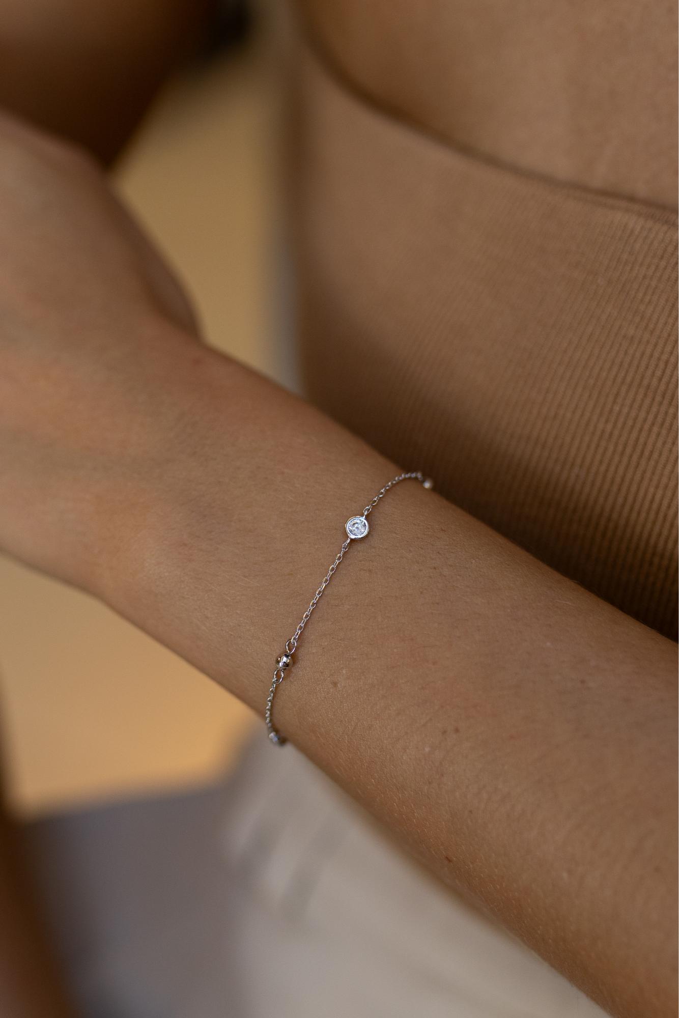 Pulseira Confetes e Bolinhas Ródio Branco