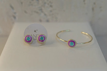 Brinco Rainbow Cravejado Esmaltado Dourado