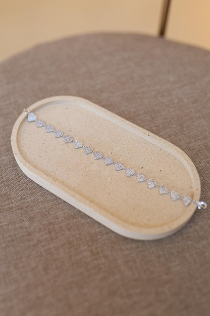 Pulseira Coração Cravejado Ródio Branco