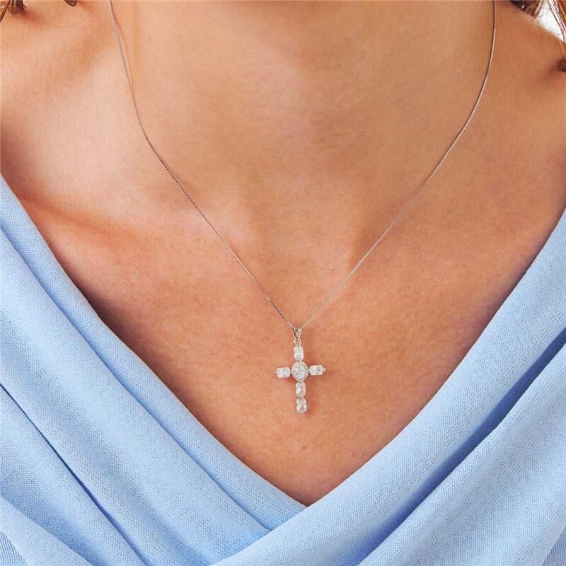 Colar Crucifixo Prata 925 Ródio Branco