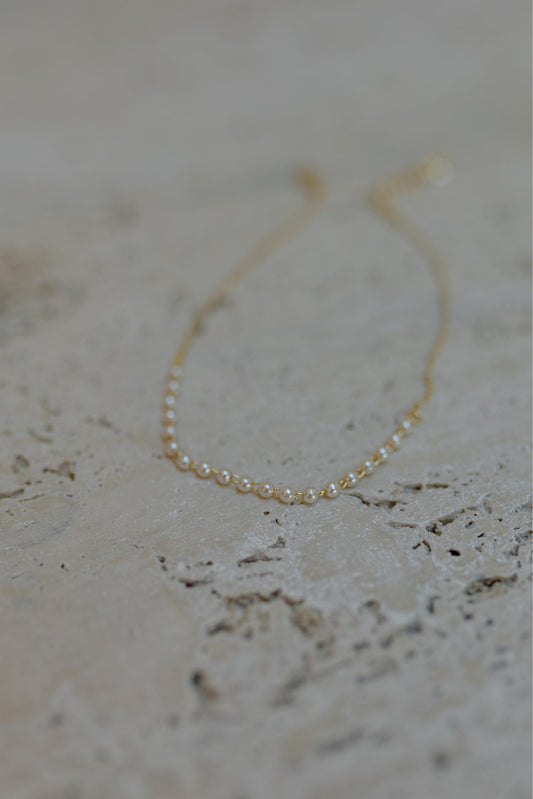 Tornozeleira de Pérolas Dourado