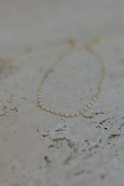 Tornozeleira de Pérolas Dourado