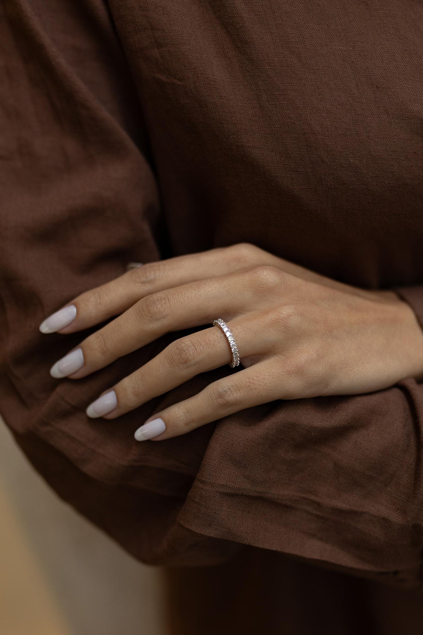 Anel  Aliança Cristal Quadrado Prata 925 Ródio Branco