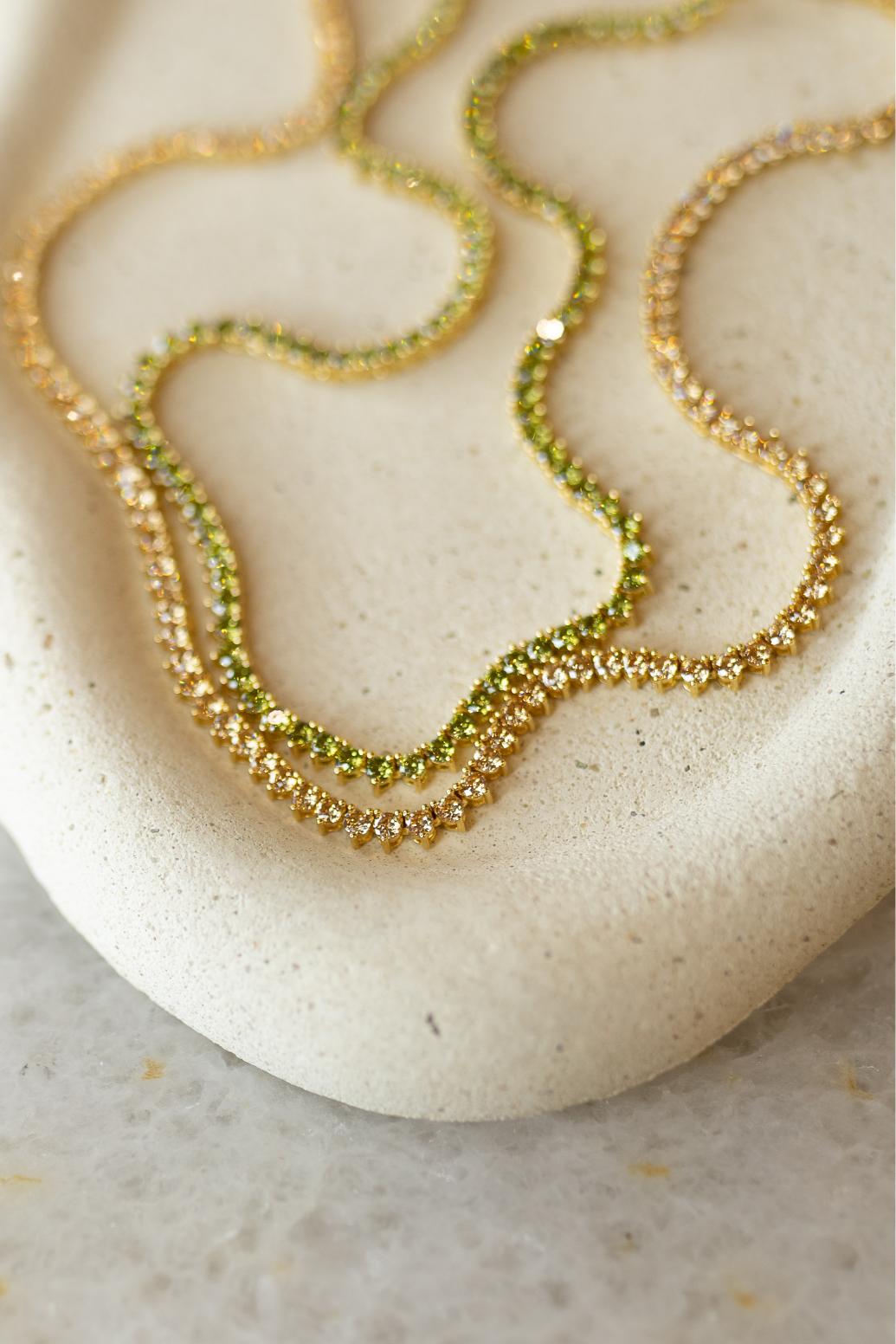 Colar  Riviera 3mm Peridoto Dourado