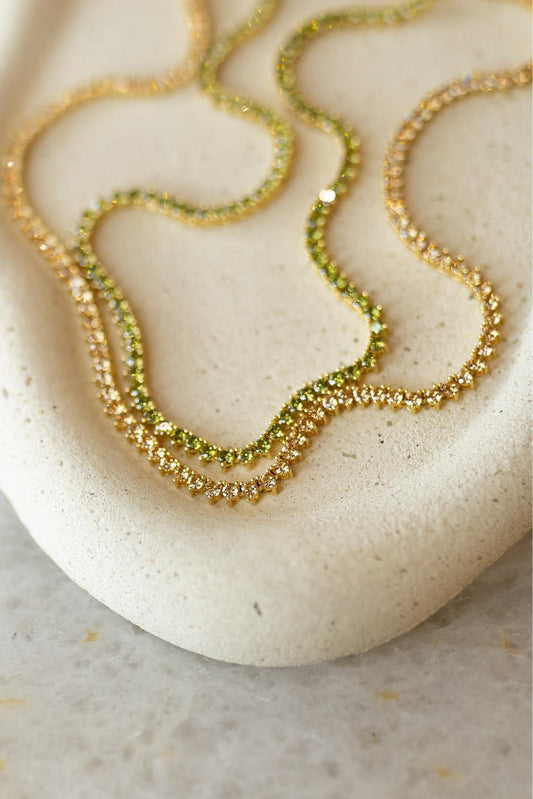 Colar  Riviera 3mm Peridoto Dourado