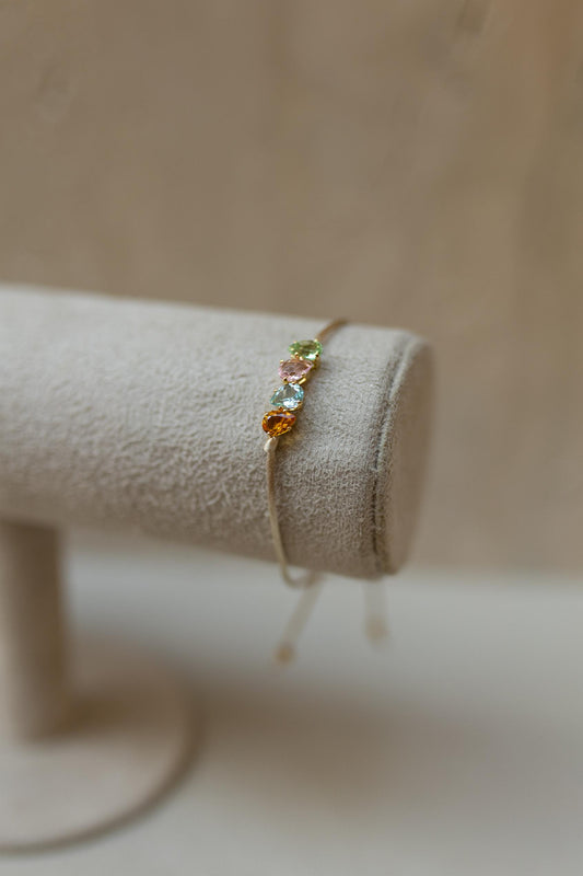Pulseira Seda Gotas Dourado