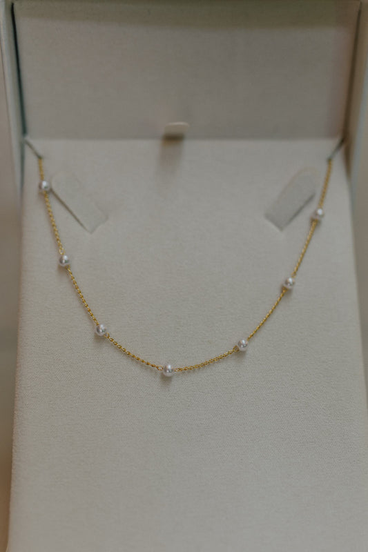 Colar Choker com Pérolas Infantil Dourado