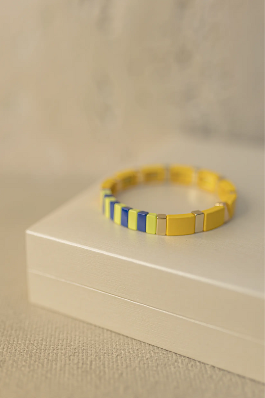 Pulseira de Resinada Colorida Dourada