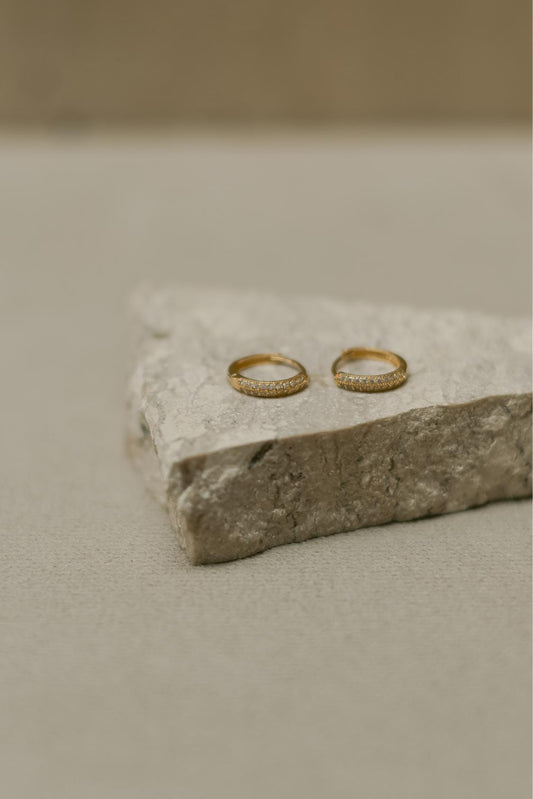 Brinco Argola Cravejado Duplo Dourado G