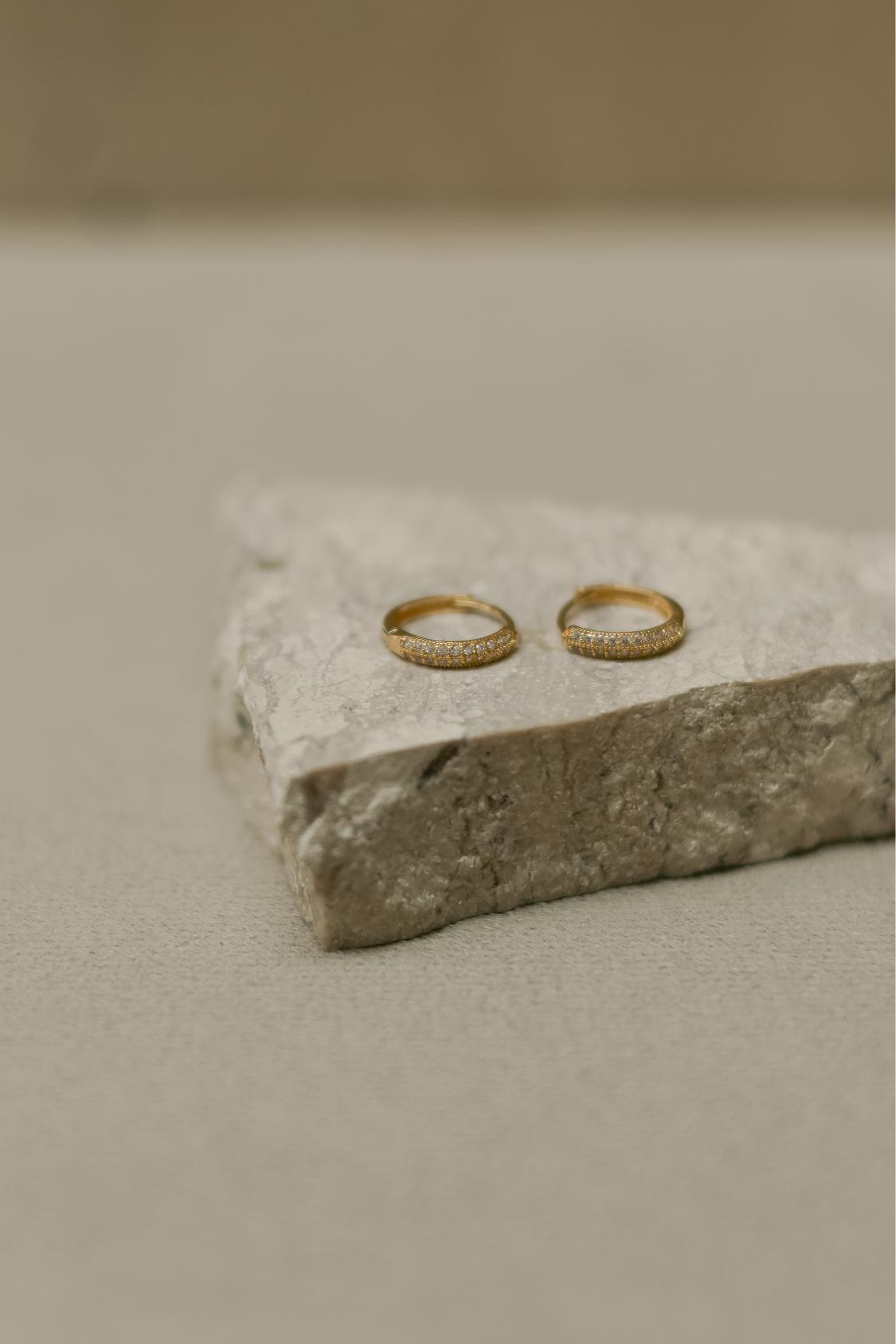 Brinco Argola Cravejado Duplo Dourado G