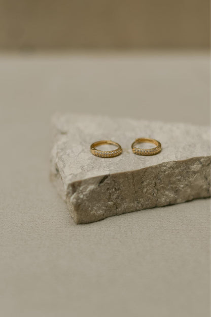 Brinco Argola Cravejado Duplo Dourado G