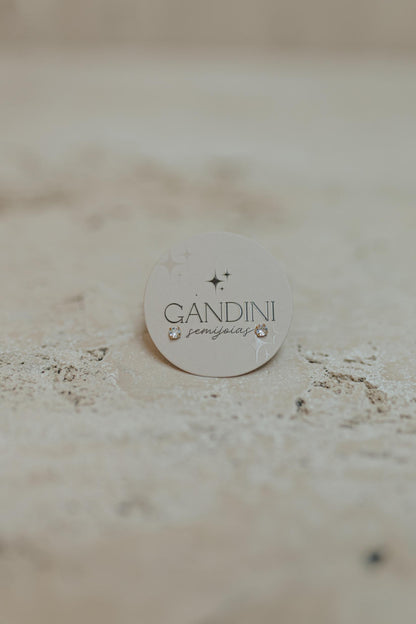 Brinco Ponto de Luz Cristal Redondo 3mm Dourado