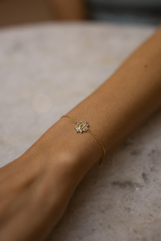 Pulseira Nossa Senhora de Fátima Prata 925 Dourado