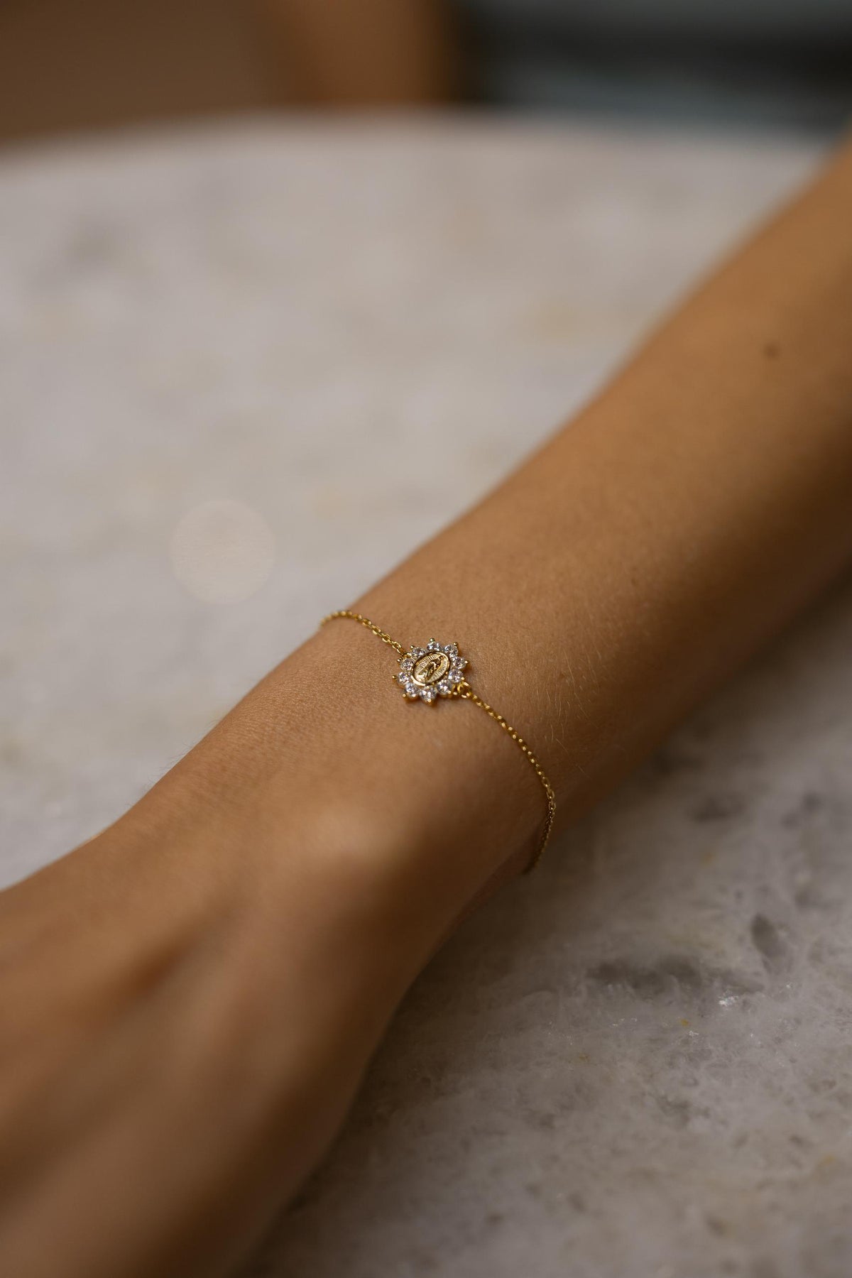 Pulseira Nossa Senhora de Fátima Prata 925 Dourado