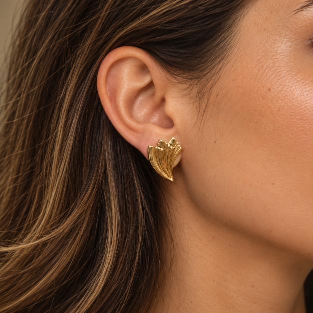 Brinco Leque Dourado