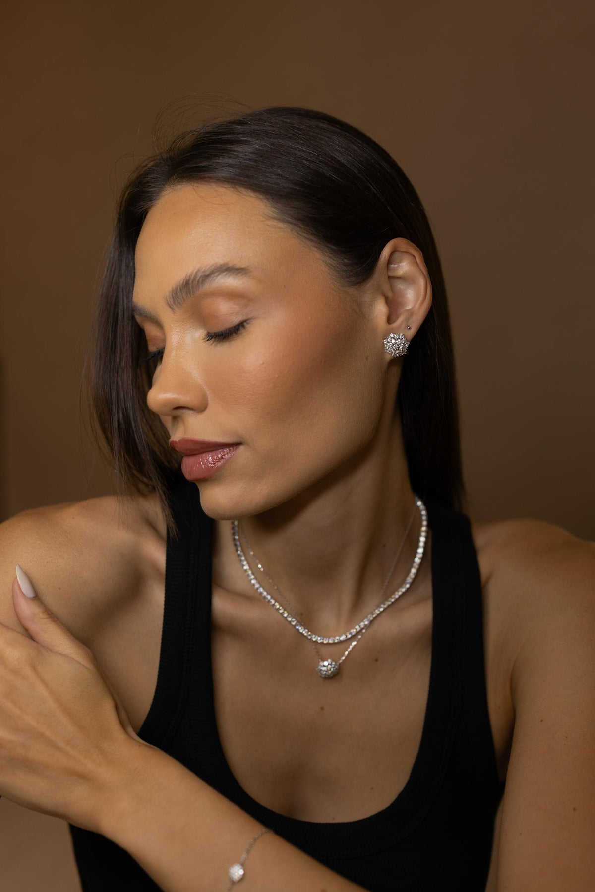 Colar Chuveirinho Moissanite 2,5mm Prata 925 Ródio Branco