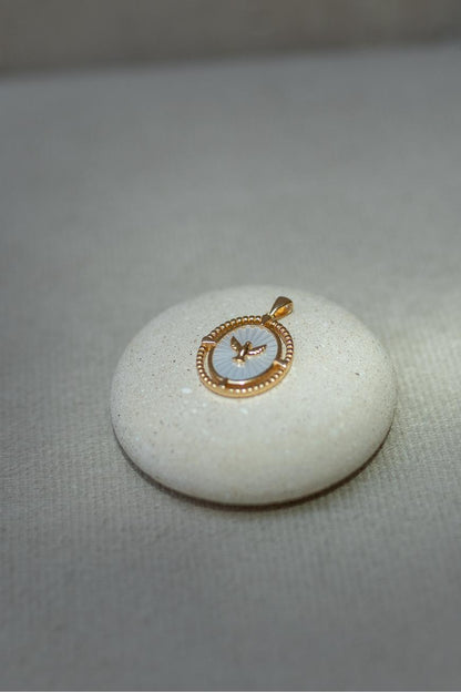 Pingente Divino Espírito Santo  Oval Dourado