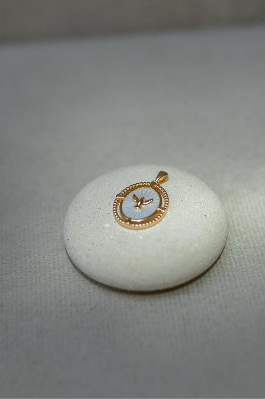 Pingente Divino Espírito Santo  Oval Dourado