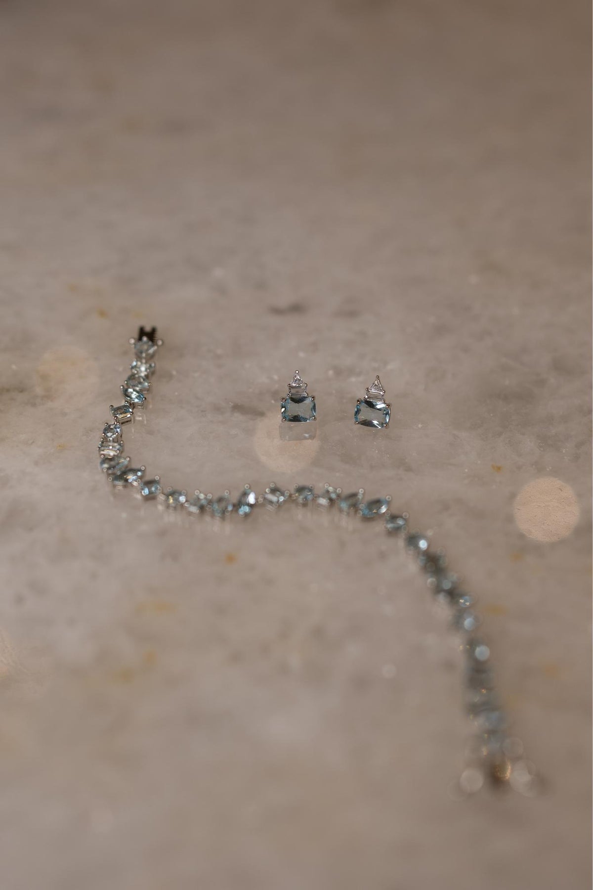 Pulseira Riviera Formas Água Marinha Ródio Branco