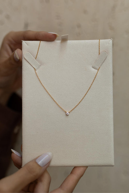 Colar Ponto de Luz Moissanite Luxo 3mm Dourado