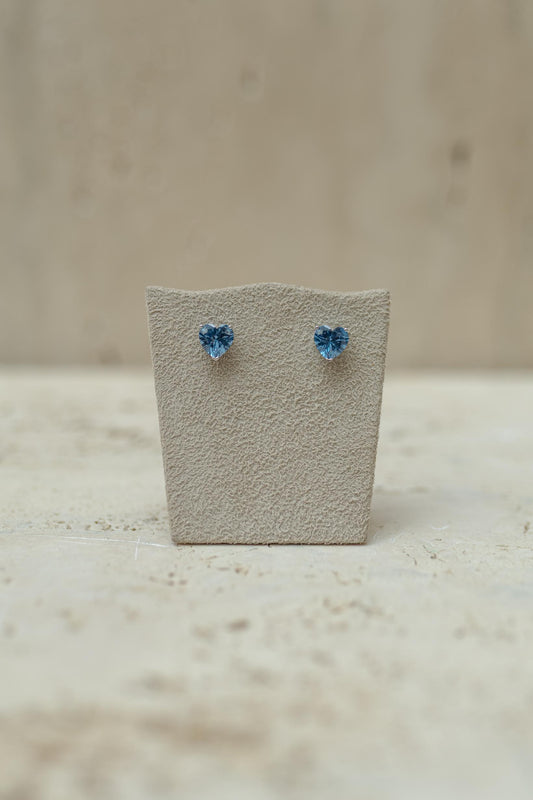 Brinco Coração Aquamarine Ródio Branco