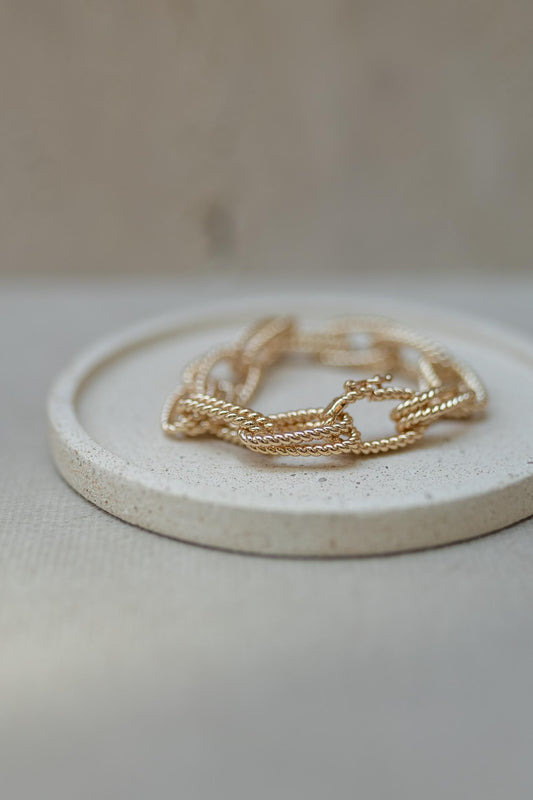 Pulseira Elos Duplos Textura Dourado